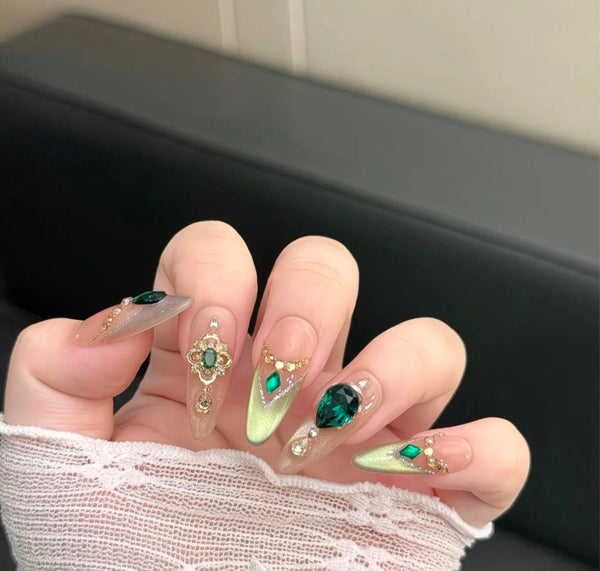 Emerald Royal Glam Nails