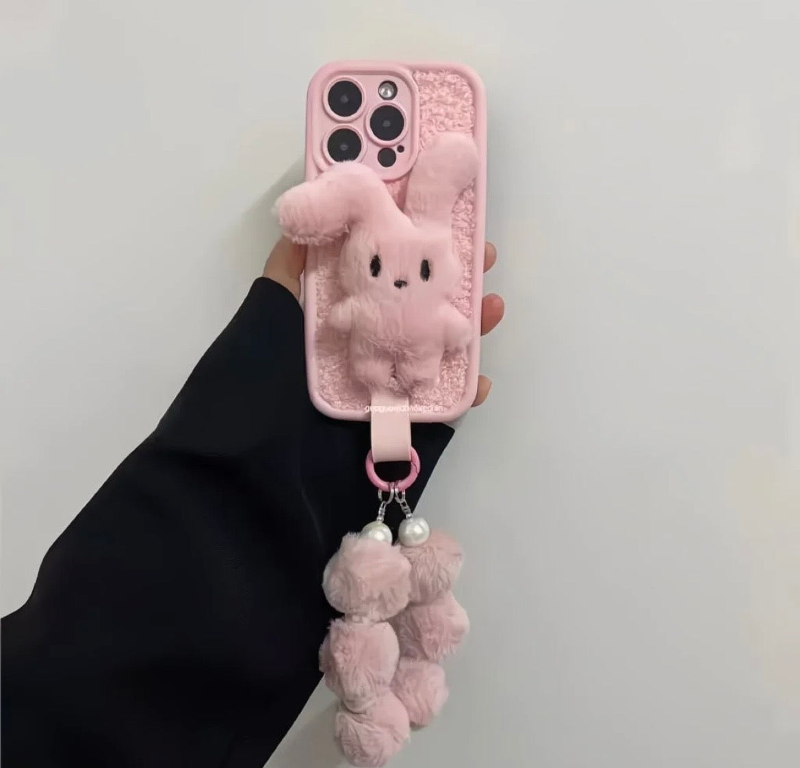 Fluffy Pink Bunny Plush Cas