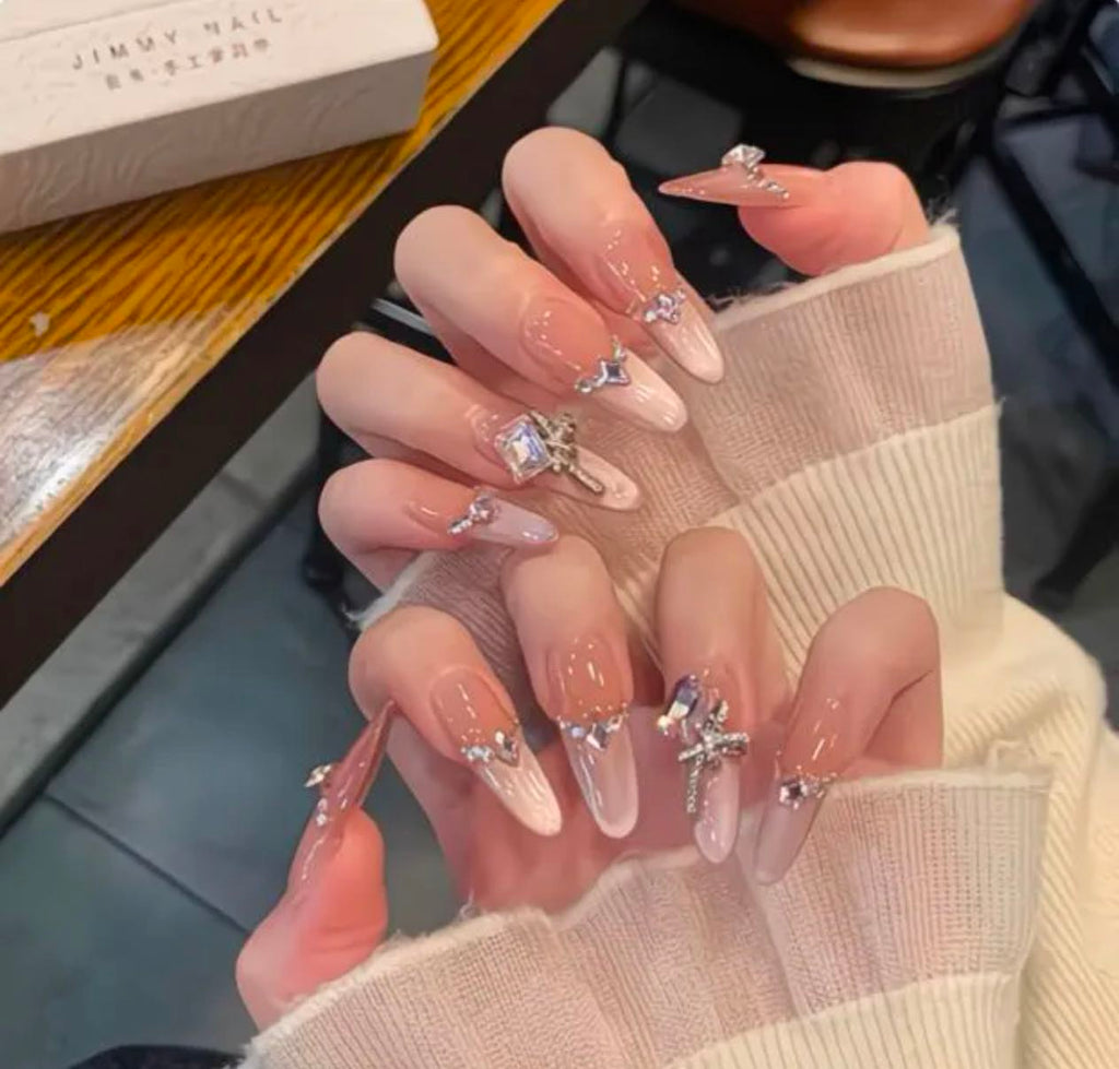 Diamond Nude Elegance Nails