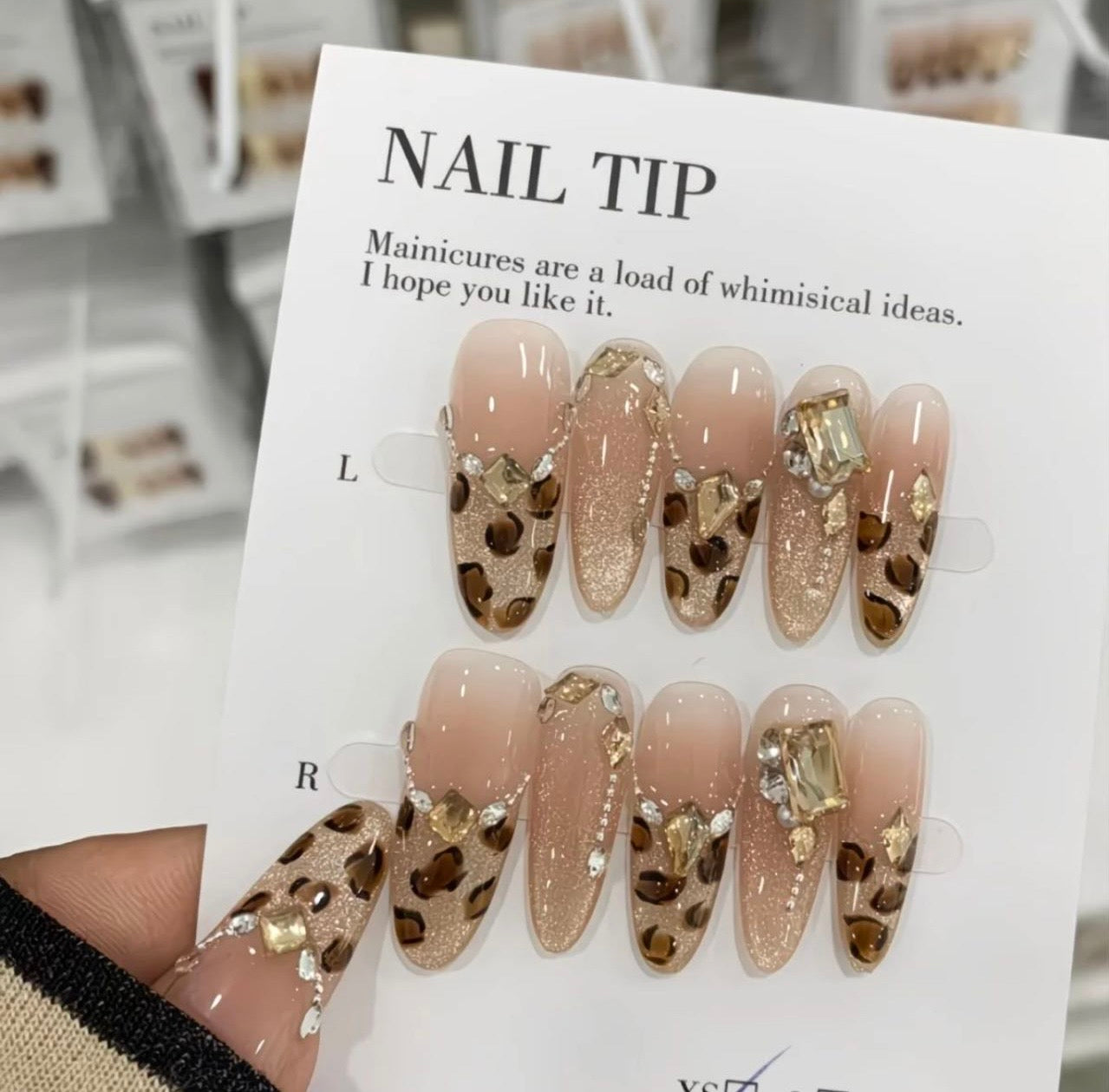 Luxury Leopard Glitter Nail Tip Set