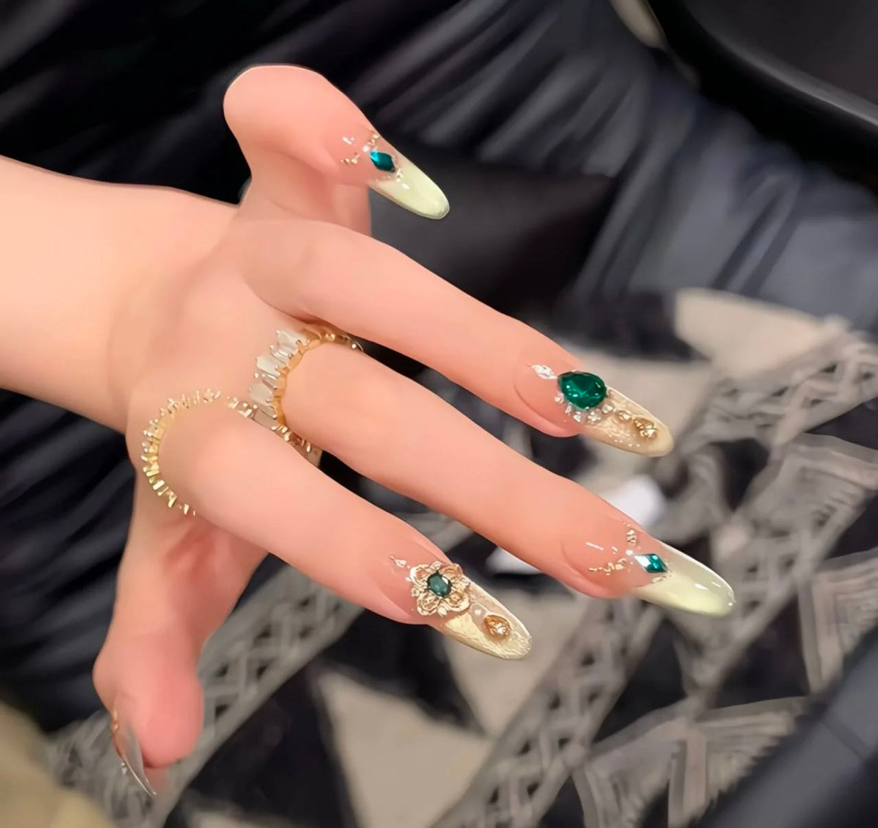 Emerald Royal Glam Nails