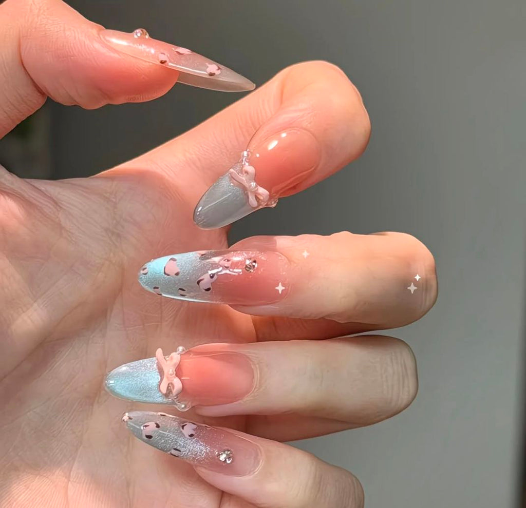 Blue Bow Dream Nails
