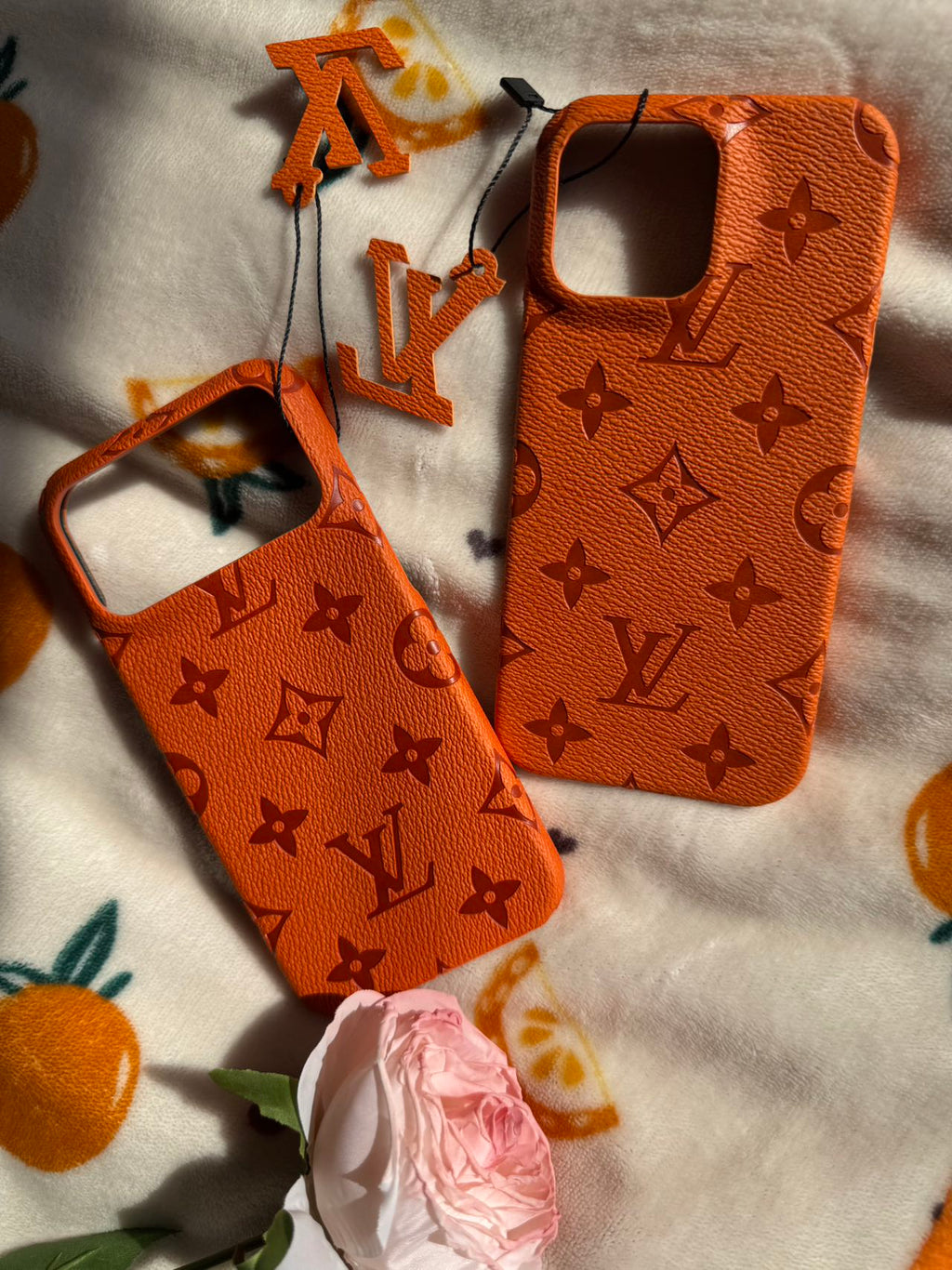 Luxury Orange Leather Phone Pouch Case WITHOUT BOX