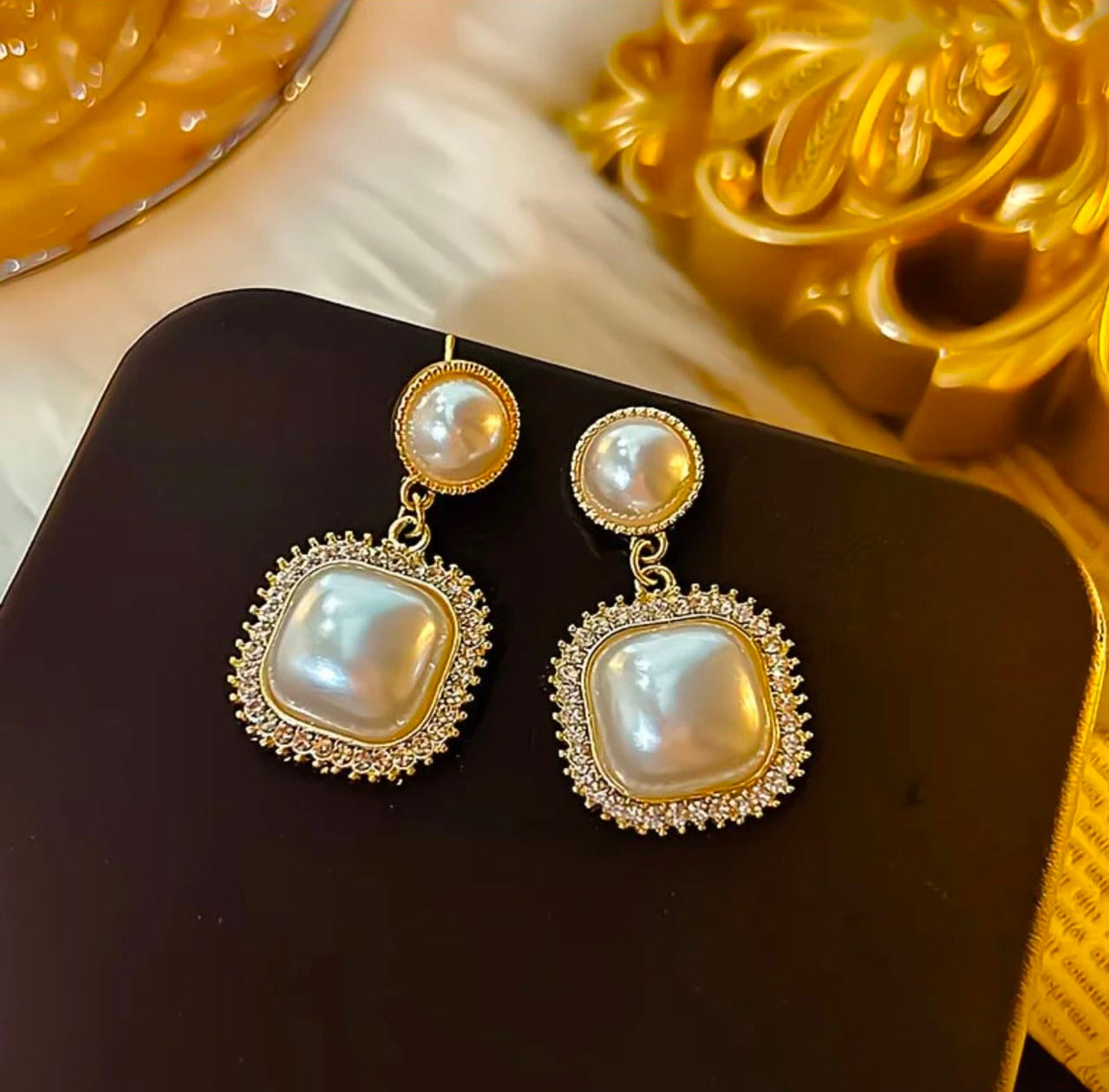 Elegant Pearl & Gold Crystal Earring Set – 6 Pairs Luxury Collection