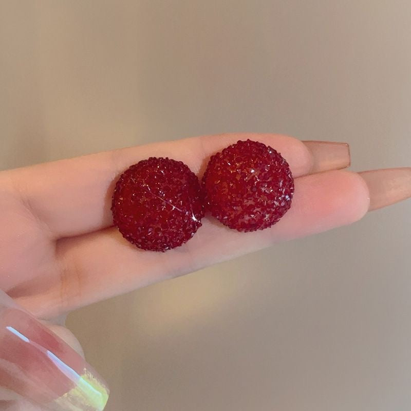Sparkling Heart & Round Crystal Stud Earrings