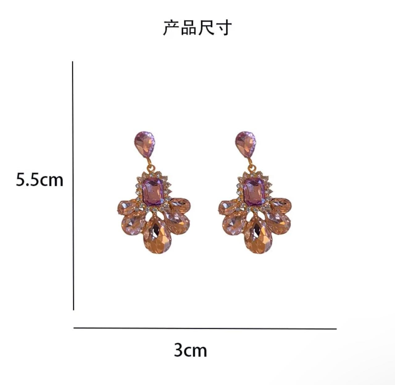 Royal Amethyst Crystal Drop Earrings