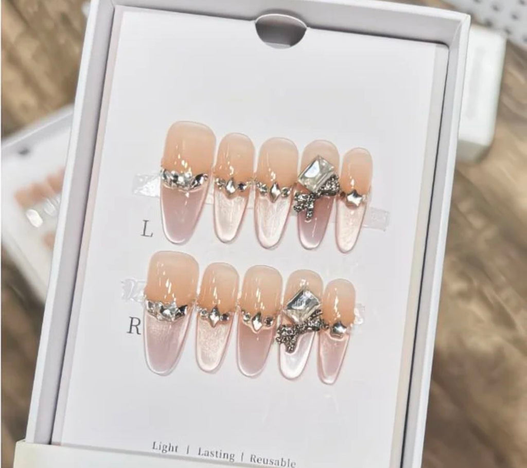 Diamond Nude Elegance Nails