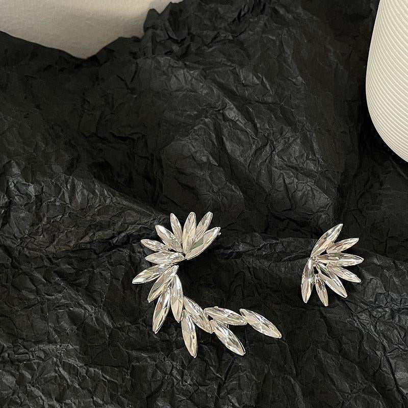 Crystal Leaf Cascade Statement Earrings