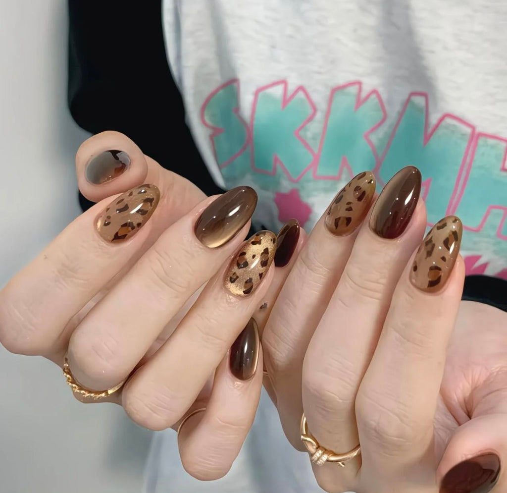 Mocha Leopard Chic Nails