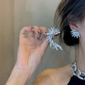Crystal Leaf Cascade Statement Earrings