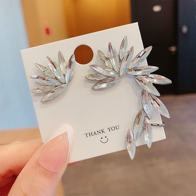 Crystal Leaf Cascade Statement Earrings