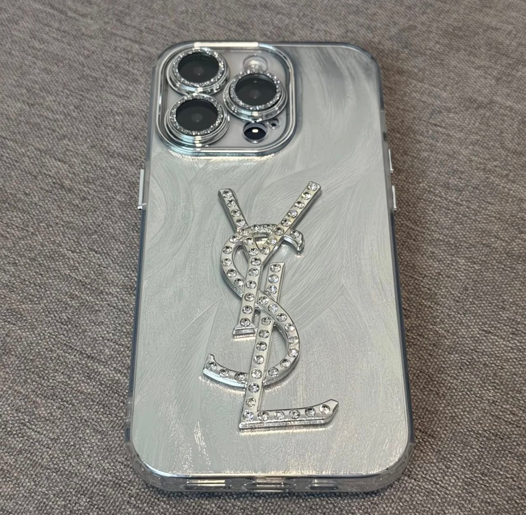 Luxury Silver Mirror YSL-Inspired Phone Case