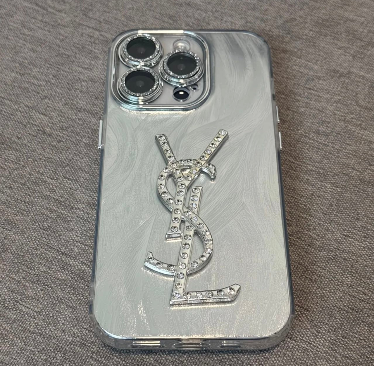 Luxury Silver Mirror YSL-Inspired Phone Case