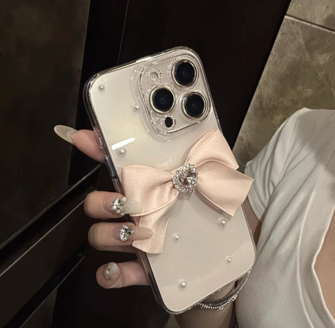 Elegant Ribbon Pearl iPhone Case