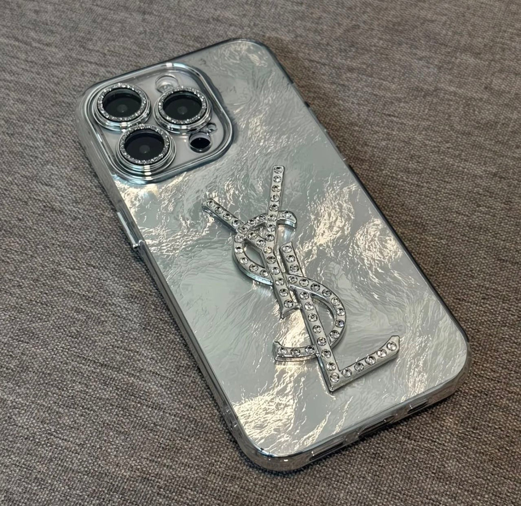 Luxury Silver Mirror YSL-Inspired Phone Case