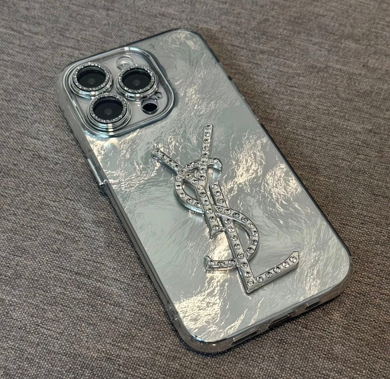 Luxury Silver Mirror YSL-Inspired Phone Case