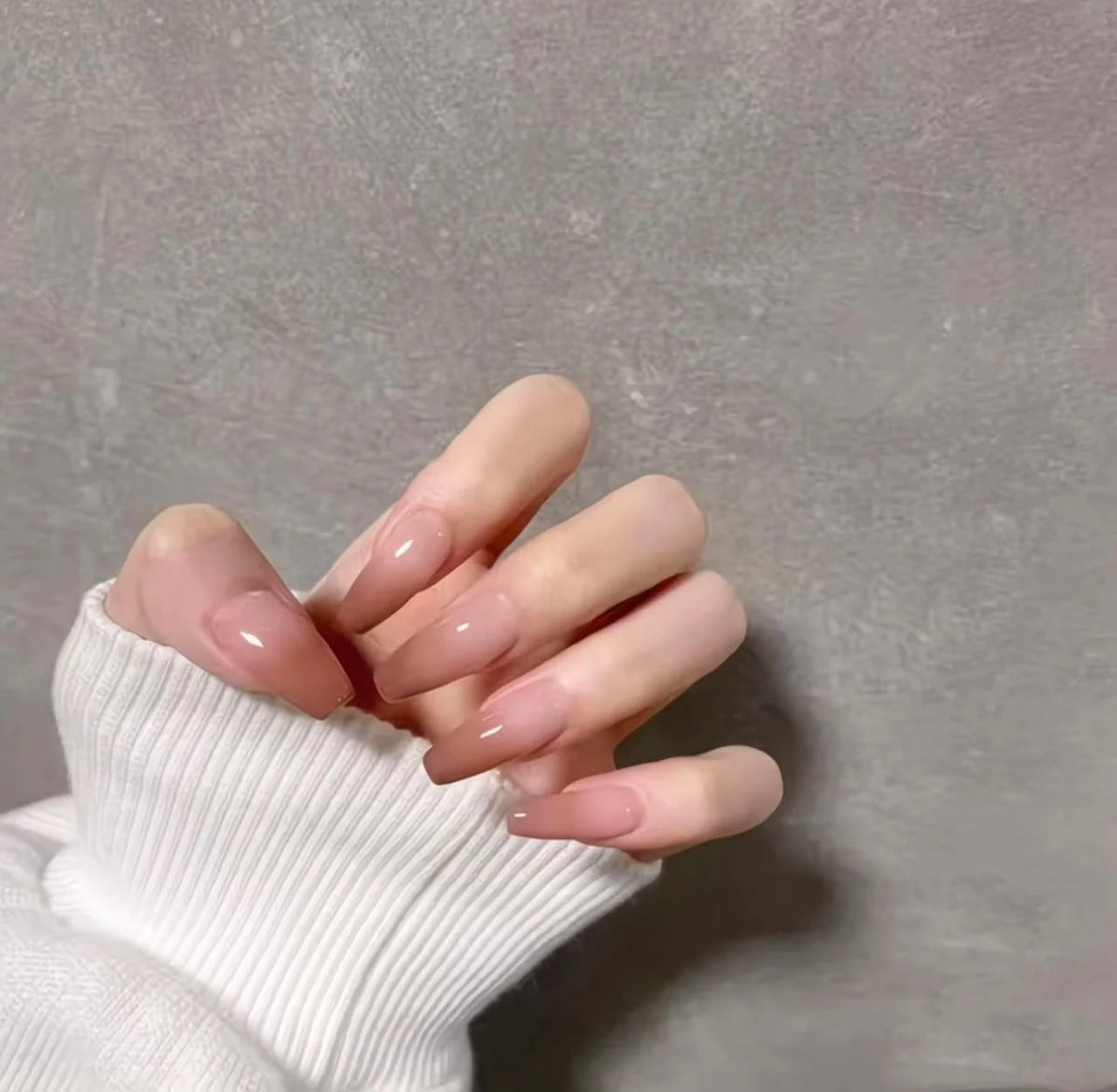 Soft Nude Gloss Coffin Nails