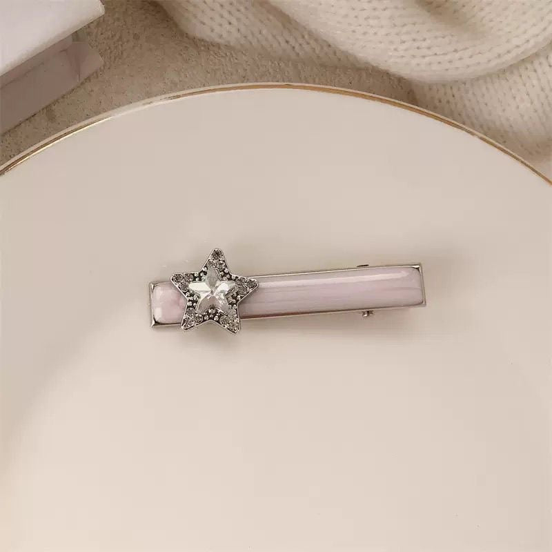 Kawaii Pastel Pearl & Crystal Hair Clip Set – 5-Piece Decorative Barrettes