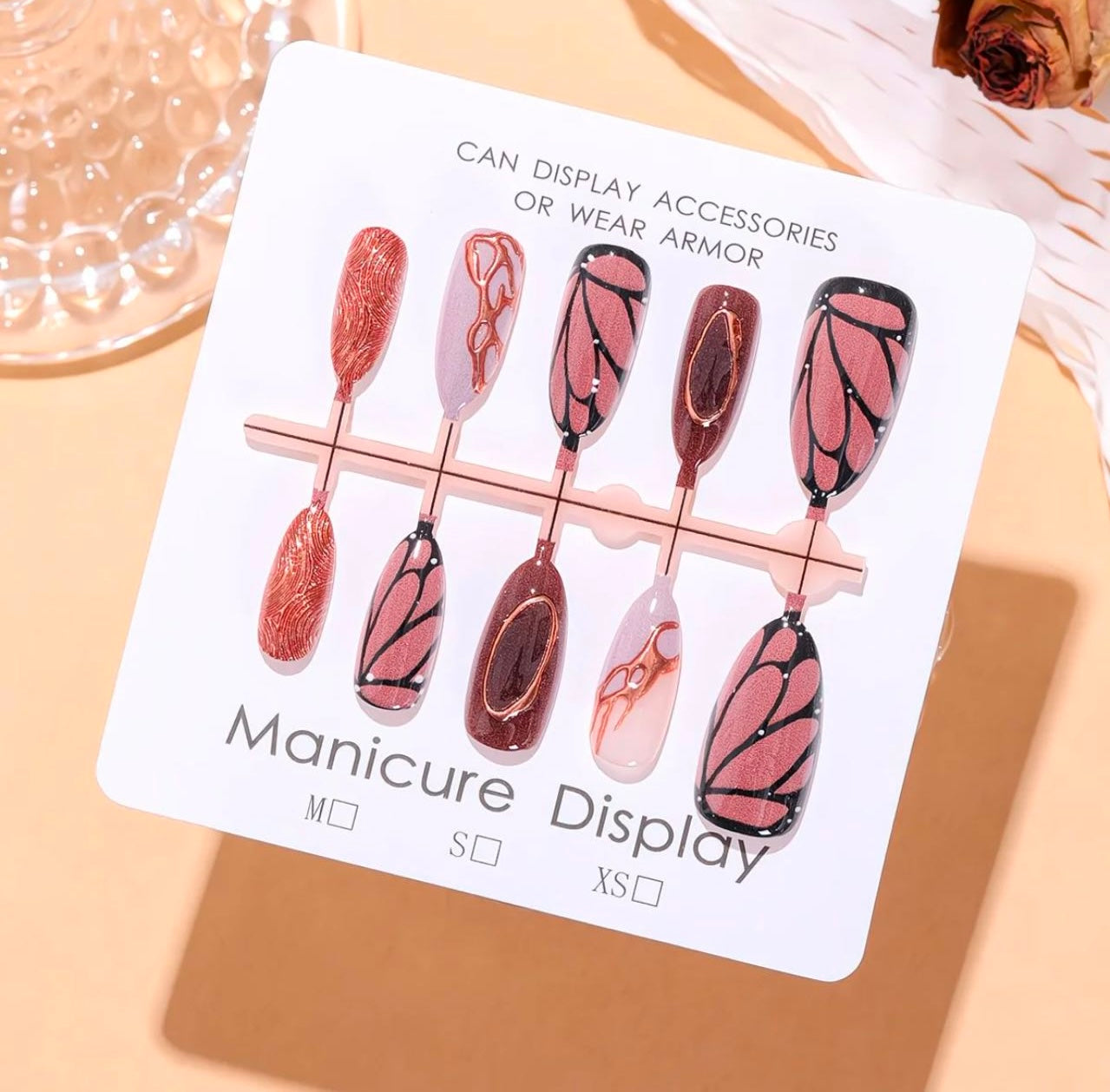 Rose Ember Butterfly Nails