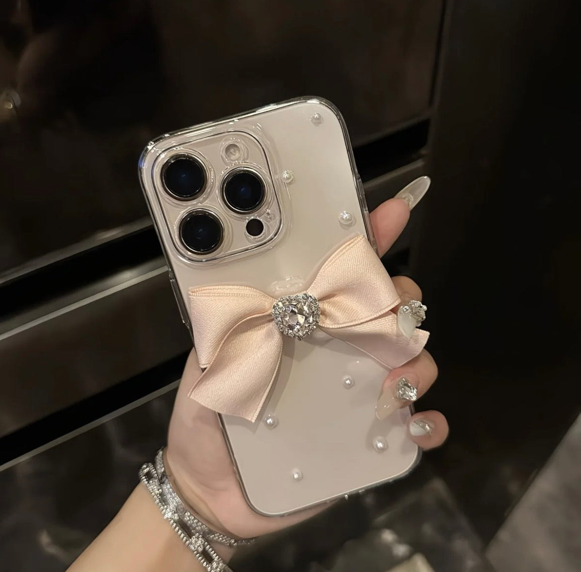 Elegant Ribbon Pearl iPhone Case
