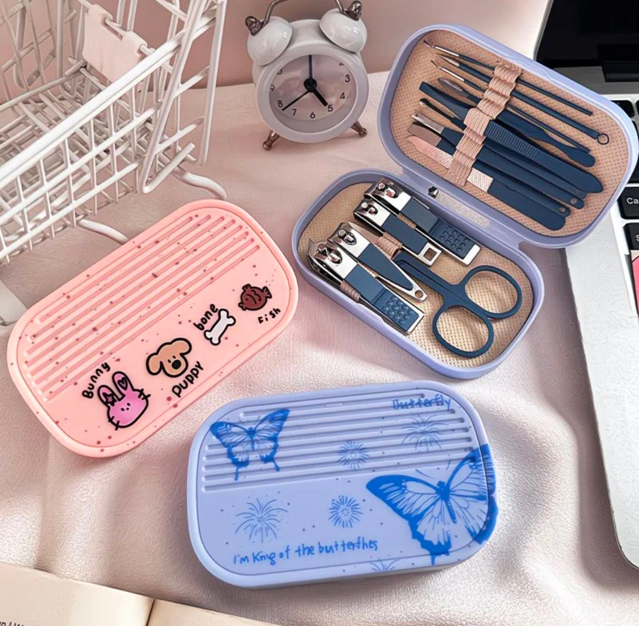 Stainless Steel Nail Foot Care Kit - Unscented Scissors with Plastic Storage Box - for Home Travel with Pusher | Modern Nail Art Kit | Durable Nail Art Accessories for Four Seasons, Manicure Tools, Pedicure Essentials, Classic Design, Rustresistant 14 Pcs