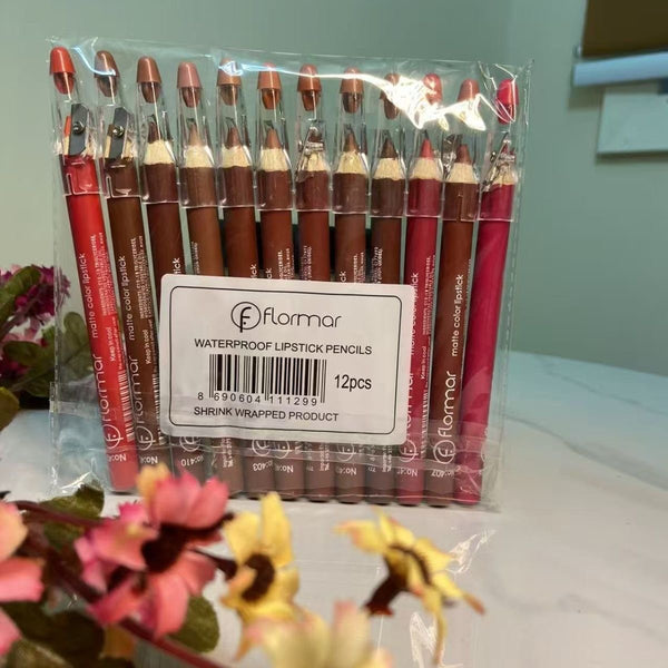 Flormar 12-Piece Matte Color Waterproof Lipstick Pencil Set