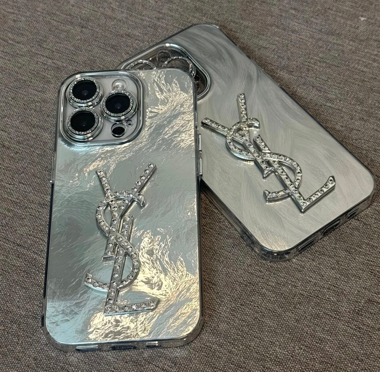 Luxury Silver Mirror YSL-Inspired Phone Case