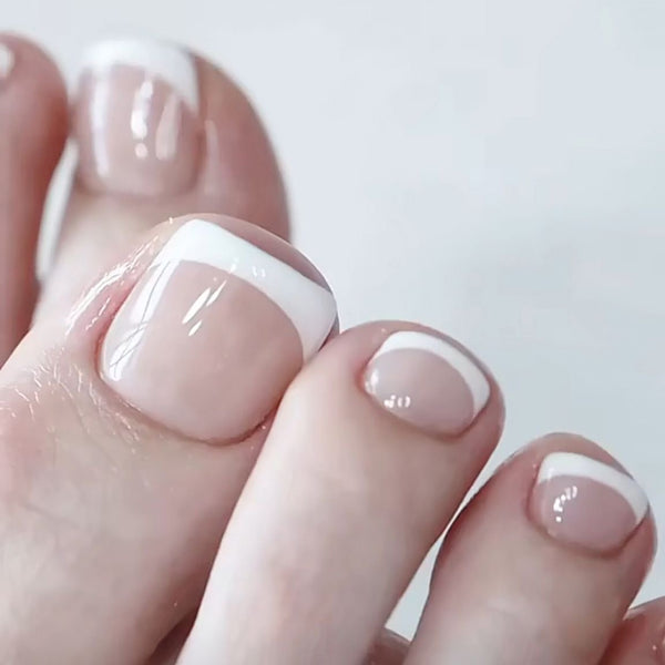 Milky White French Tip Feet Press-On Nails
