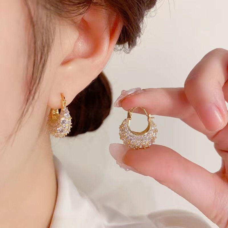 Luxury Crystal-Encrusted Gold Hoop Earrings