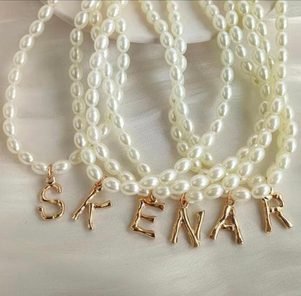 Pearl Initial Name Per Pcs Letter Necklace