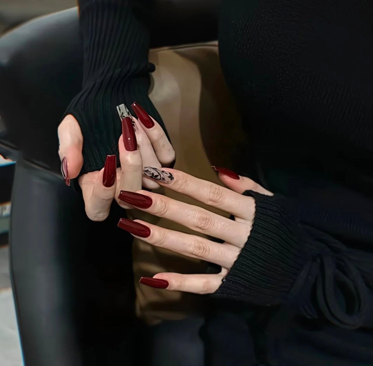 Crimson Bloom Elegance Nails