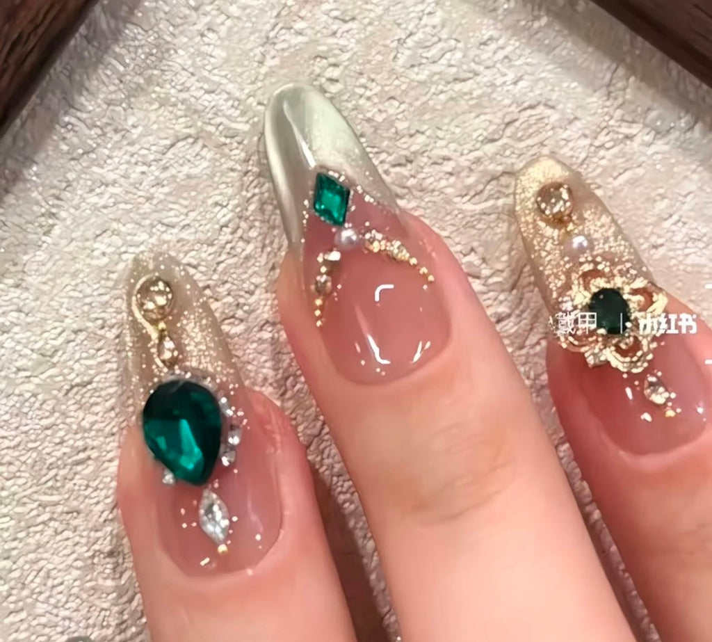 Emerald Royal Glam Nails