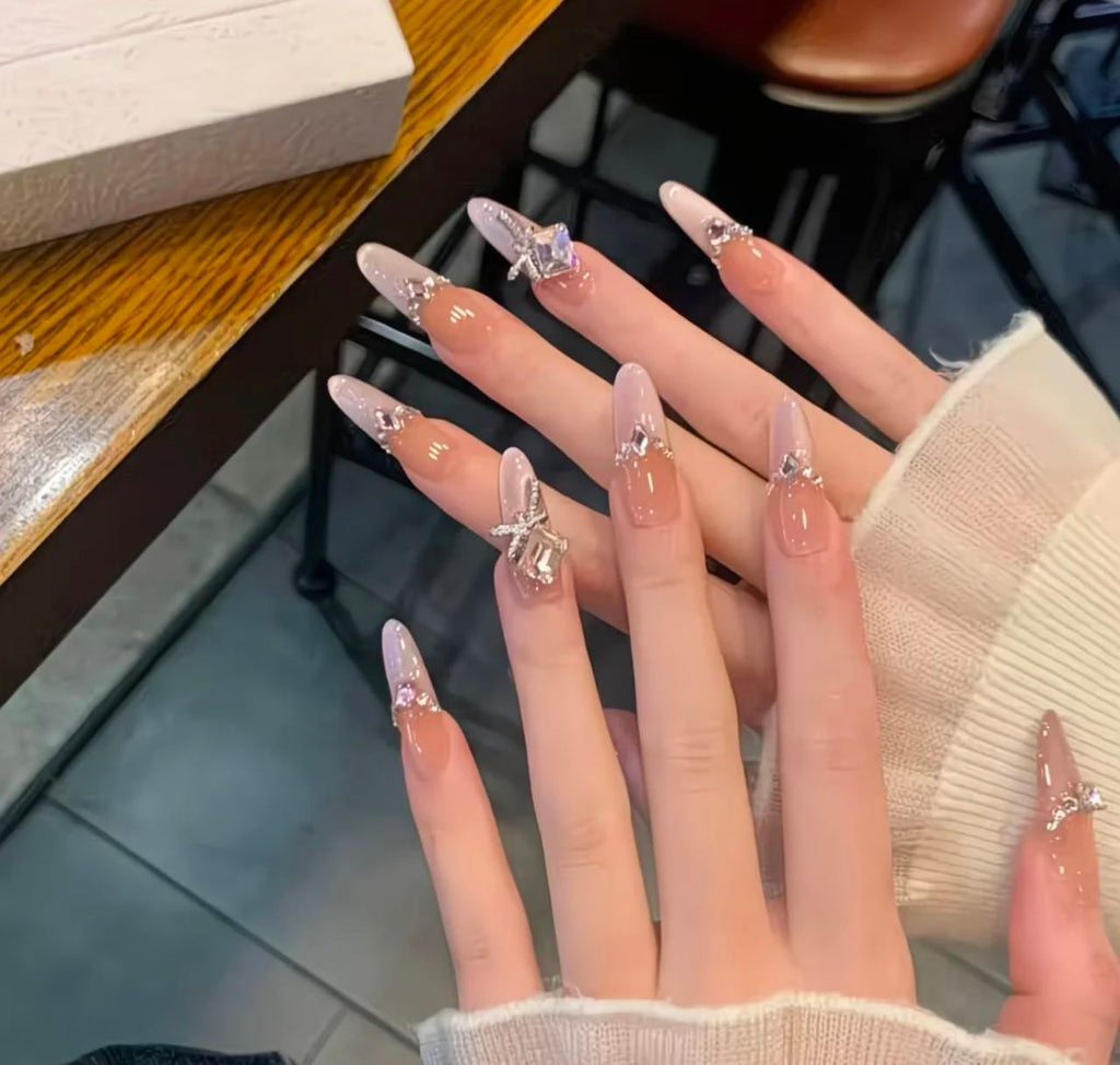 Diamond Nude Elegance Nails