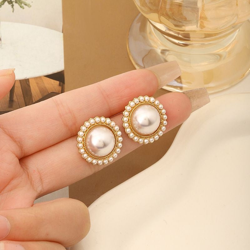 Pearl Halo Stud Earrings