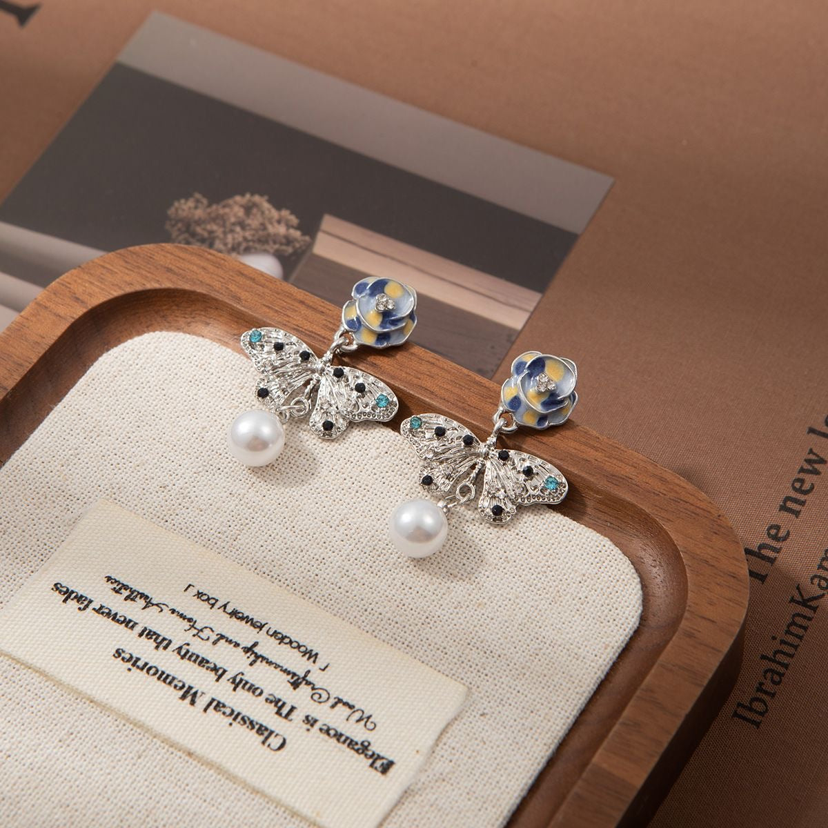 Elegant Butterfly & Flower Pearl Earrings