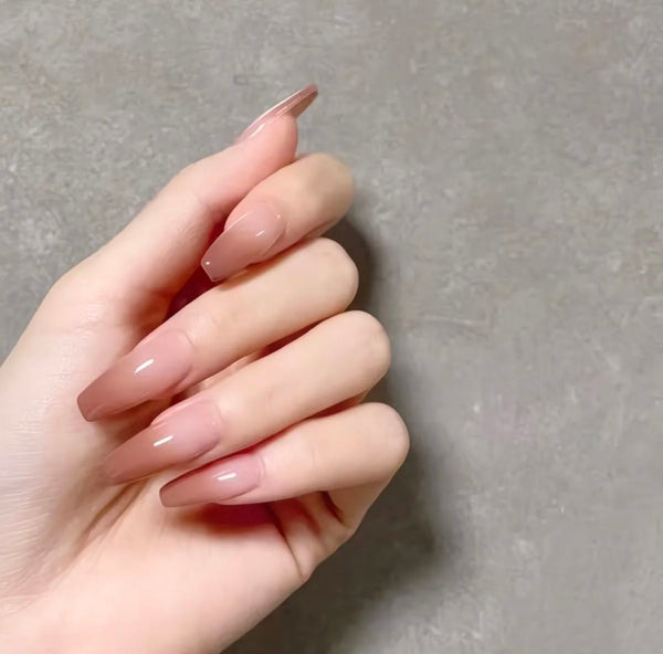 Soft Nude Gloss Coffin Nails