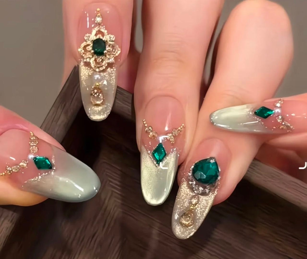 Emerald Royal Glam Nails