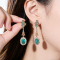 Elegant Emerald Green Floral Drop Earrings