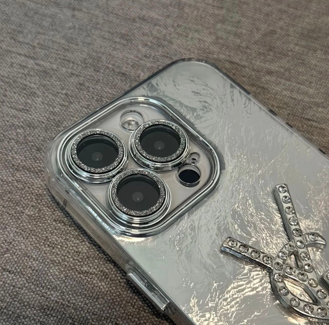 Luxury Silver Mirror YSL-Inspired Phone Case