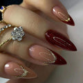 Burgundy Gold Luxe French Tip Press-On Nails