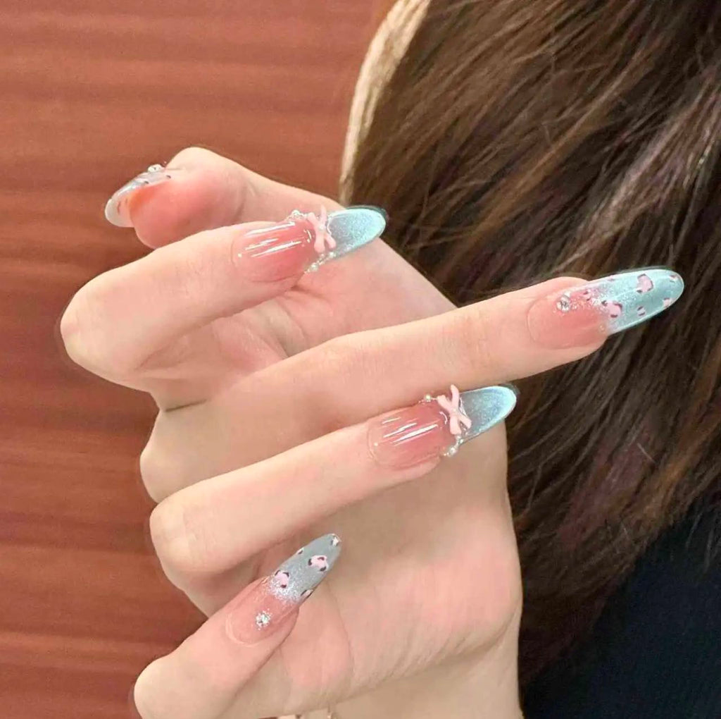 Blue Bow Dream Nails