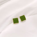 Emerald Green Minimalist Square Stud Earrings