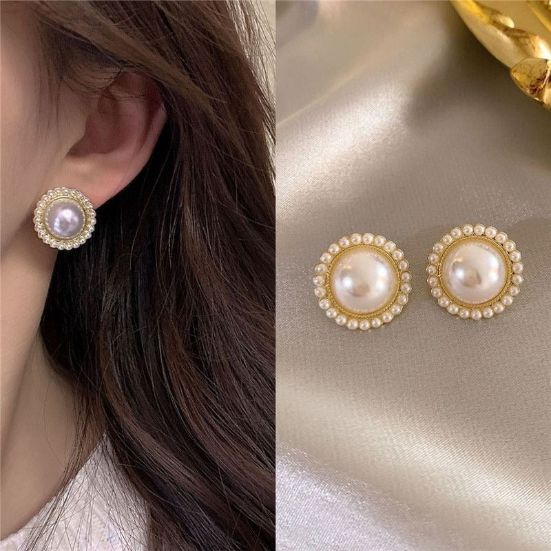 Pearl Halo Stud Earrings