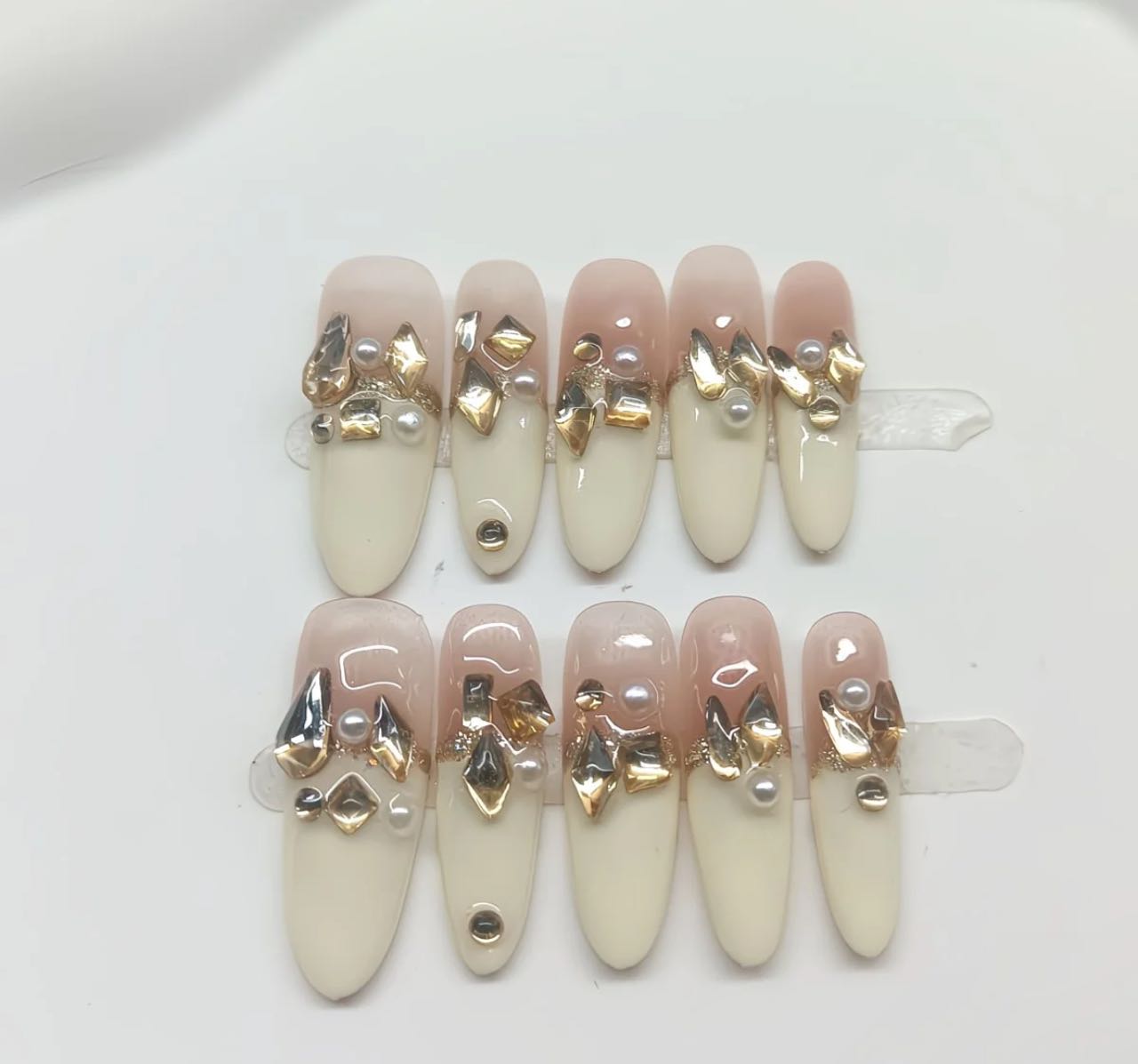 Golden Pearl Luxe Ombre Nails