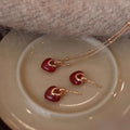 Red Heart Gold-Tone Necklace & Stud Earrings Set