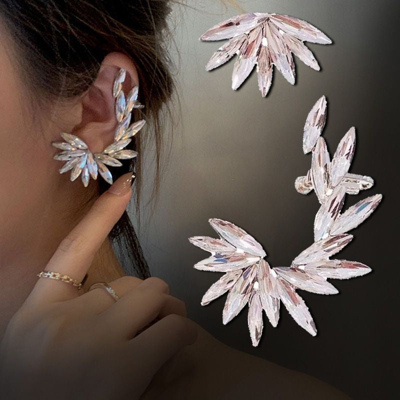 Crystal Leaf Cascade Statement Earrings