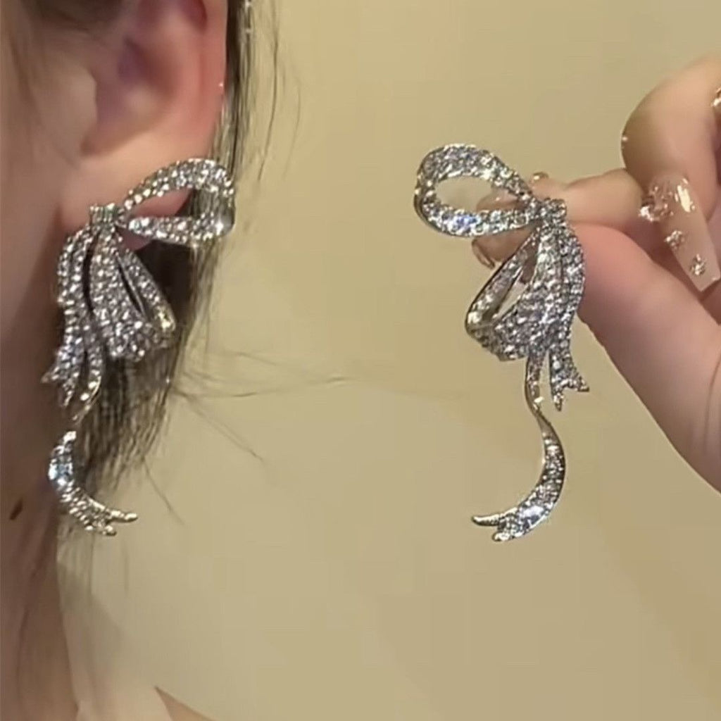 Luxury Crystal Bow Drop Earrings