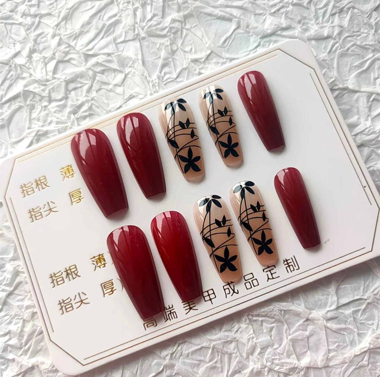 Crimson Bloom Elegance Nails