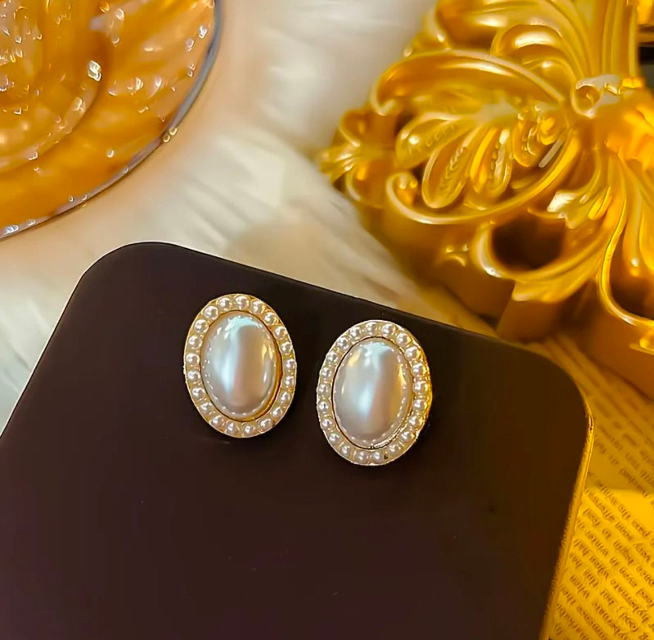 Elegant Pearl & Gold Crystal Earring Set – 6 Pairs Luxury Collection