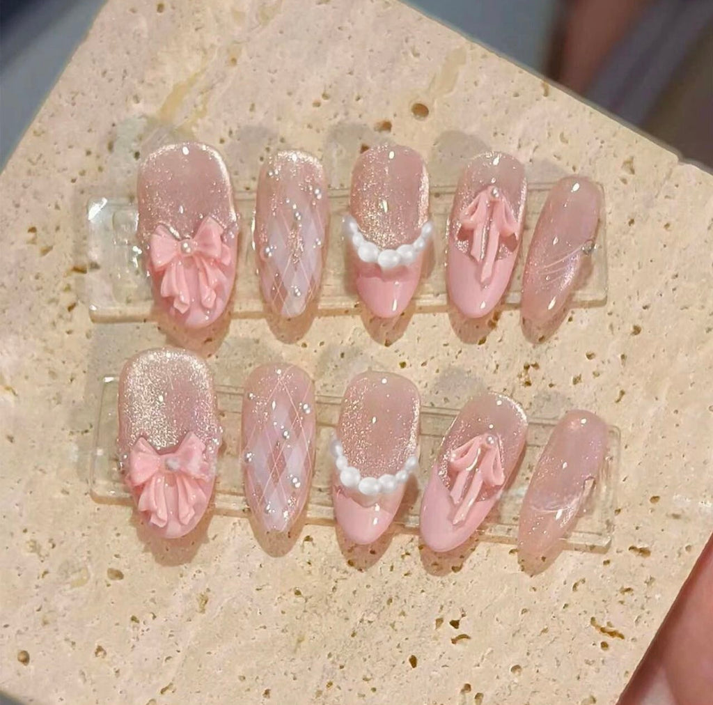Pink Ribbon Princess Nails